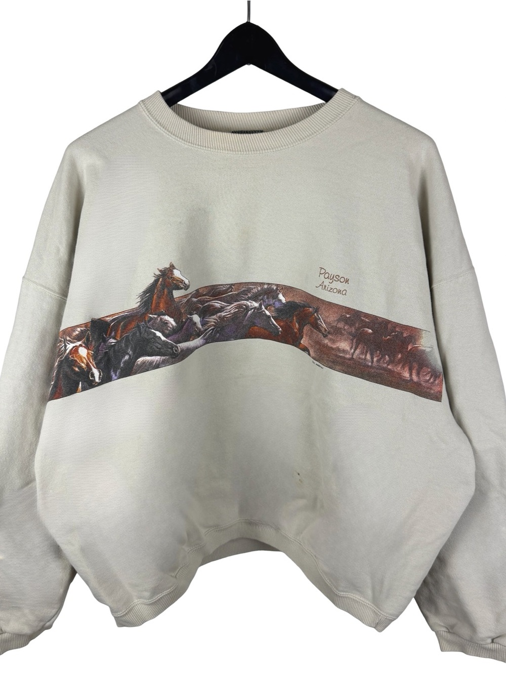 Vintage 90s Habitat Payson Arizona Horse Wrap Around Animal Sweatshirt Size 2XL